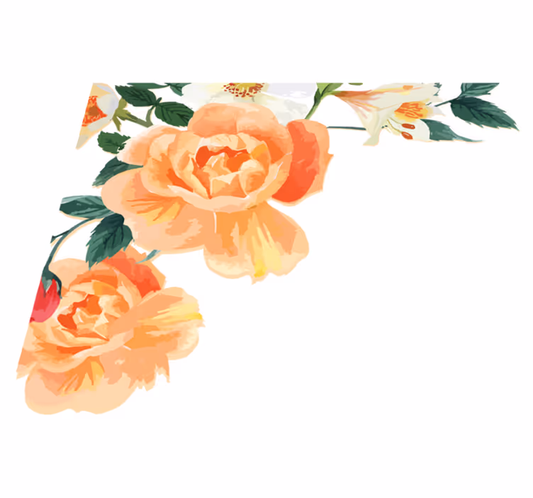 Vinyl tapijt slaapkamer perzik rozen arrangement - TenStickers