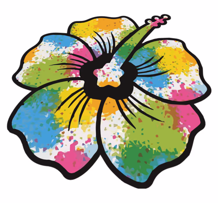 Vinyl tapijt slaapkamer kleurrijke hibiscus bloesem - TenStickers