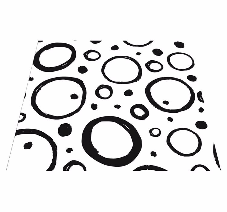 Vinyl tapijt geometrisch rond design zwart wit - TenStickers