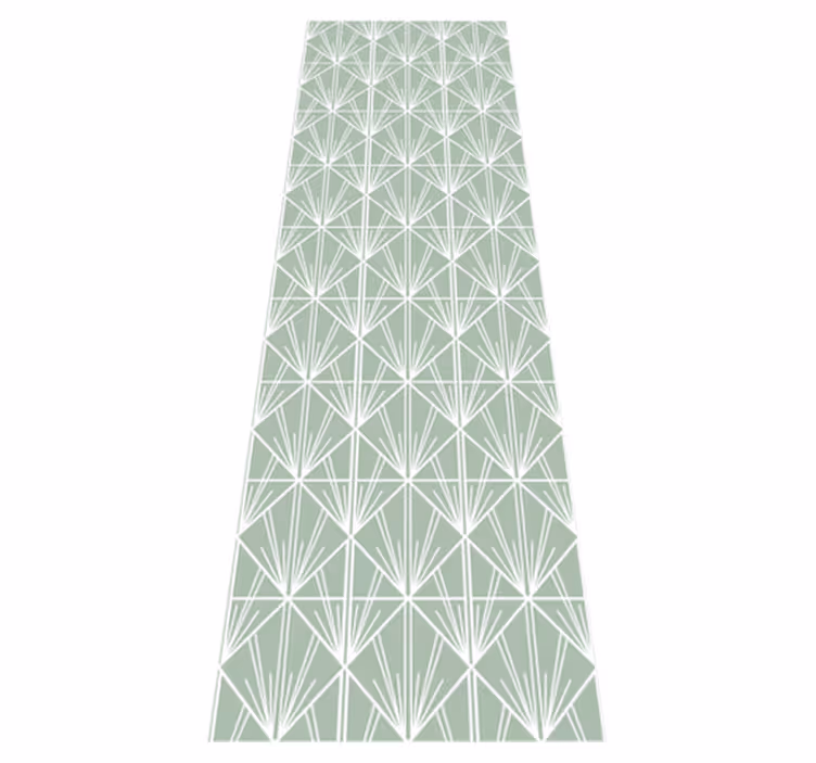 Vinyl tapijt geometrisch modern kunst groen en wit patroon - TenStickers