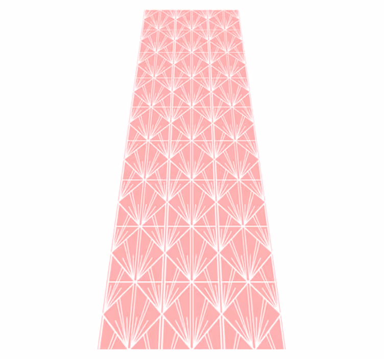 Vinyl tapijt geometrisch moderne kunst roze wit patroon - TenStickers