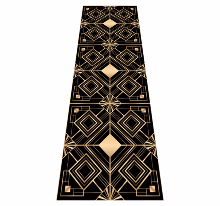 Vinyl tapijt geometrisch moderne kunst zwart en goud - TenStickers