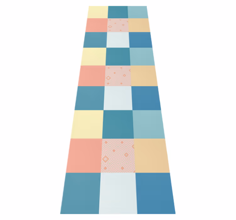 Vinyl tapijt geometrisch patchwork kleurrijk retro patroon - TenStickers