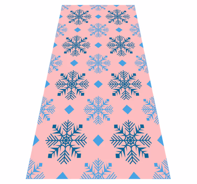 Vinyl tapijt kerstmis roze en blauwe sneeuwvlokken patroon - TenStickers