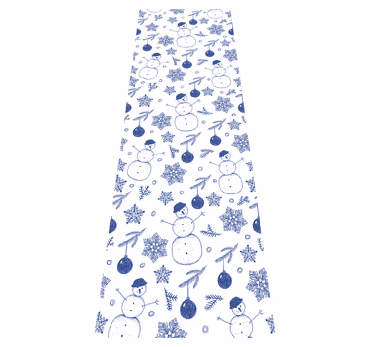 Vinyl tapijt kerstmis handgetekend blauw winterpatroon - TenStickers
