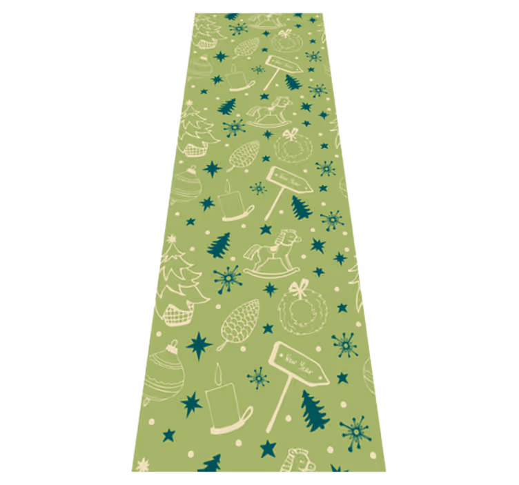Vinyl tapijt kerstmis groene achtergrond met elementen - TenStickers