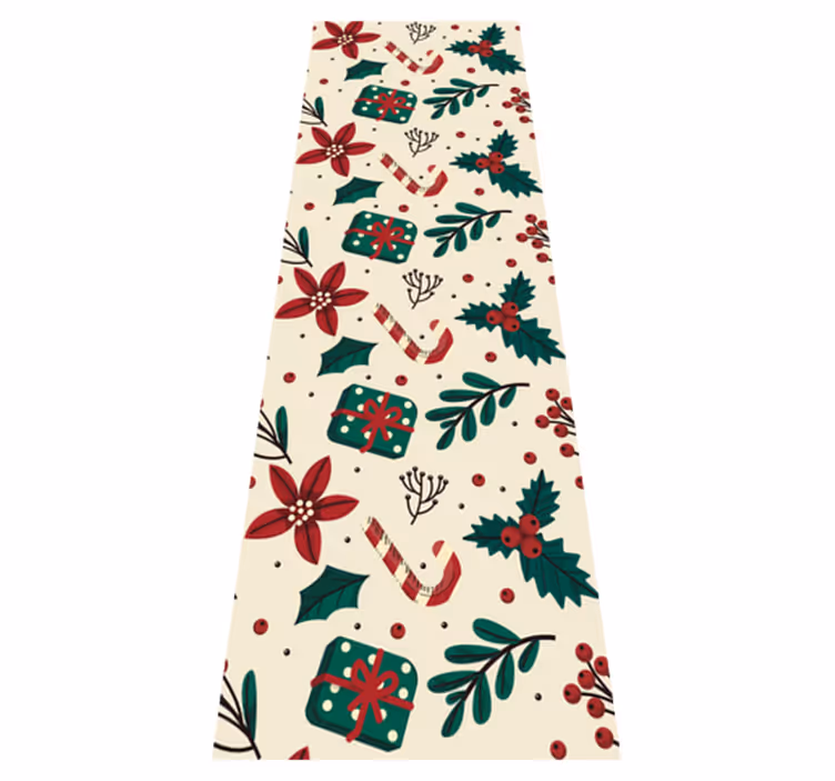 Vinyl tapijt kerstmis groen en rood vintage patroon - TenStickers
