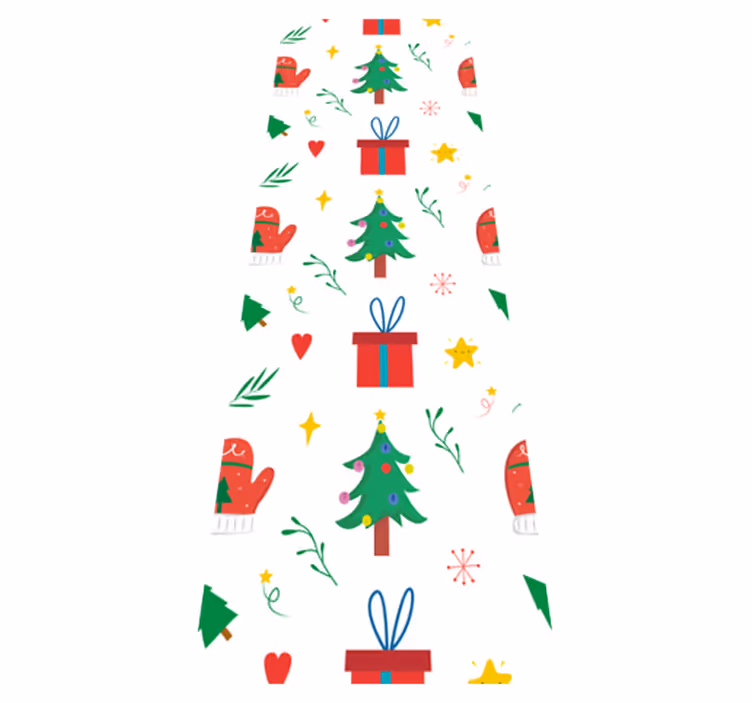 Vinyl tapijt kerstmis kleurrijke cadeaus en handschoenen - TenStickers