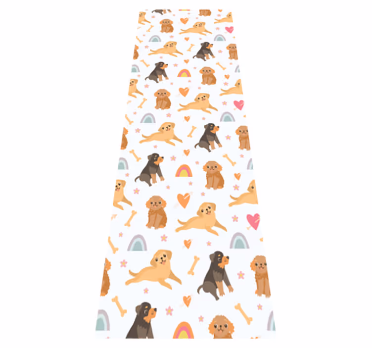Vinyl tapijt slaapkamer schattige hond en regenboogpatroon - TenStickers