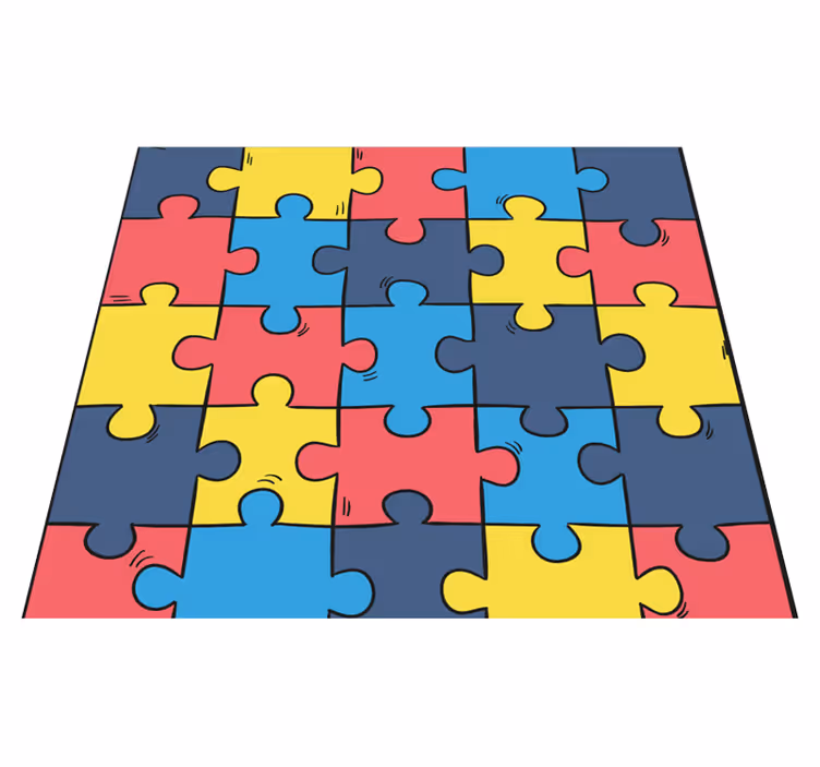 Vinyl tapijt slaapkamer regenboog puzzel - TenStickers