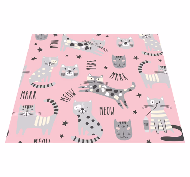 Vinyl tapijt slaapkamer stijlvolle katten - TenStickers