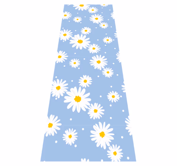 Vinyl tapijt slaapkamer witte bloemen op blauwe achtergrond - TenStickers