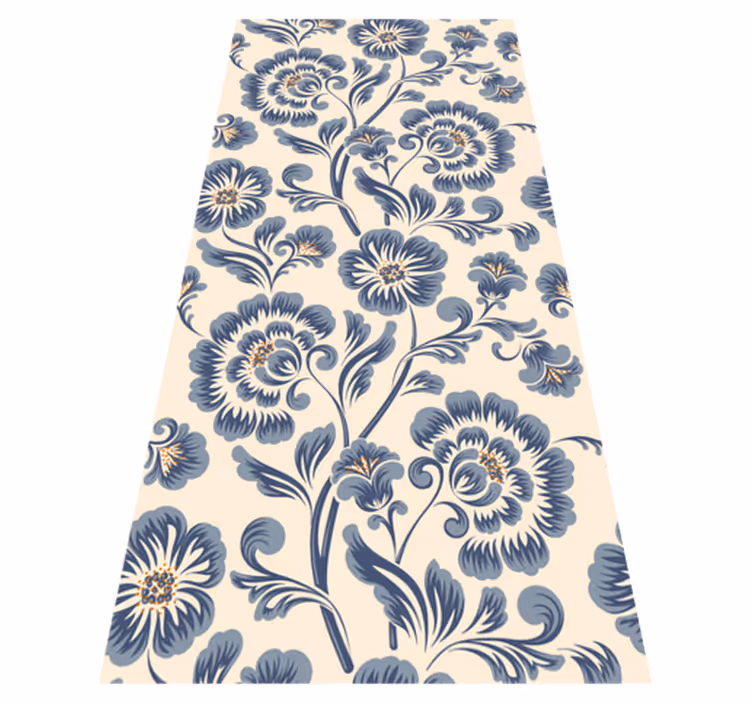 Vinyl tapijt slaapkamer bloemen blauw vintage stijl - TenStickers
