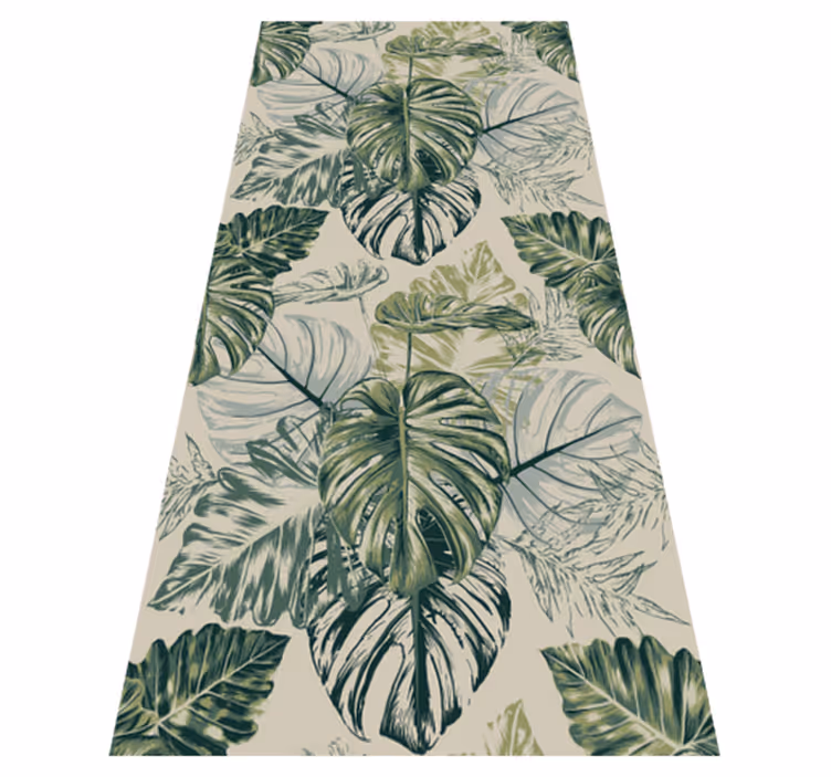 Vinyl tapijt slaapkamer vervaagde monstera vormen beige - TenStickers