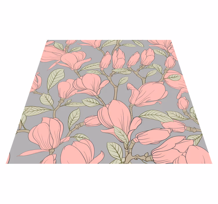Vinyl tapijt slaapkamer roze bloemen en bladeren - TenStickers