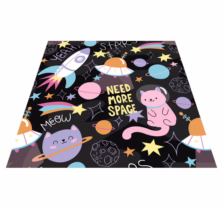 Vinyl tapijt voor meer kinderen katten in de ruimte - TenStickers