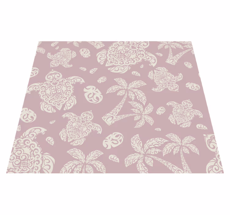 Vinyl tapijt slaapkamer hawaïaanse schildpad en palm patroon - TenStickers