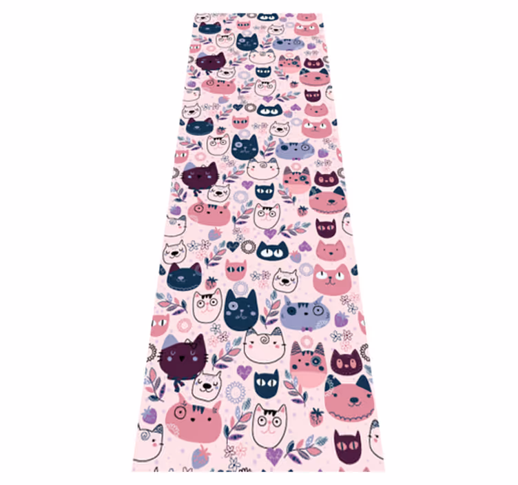 Vinyl tapijt slaapkamer roze katten modepatroon - TenStickers