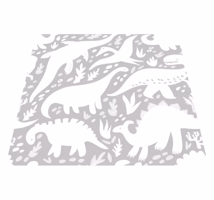 Vinyl tapijt slaapkamer dinosaurussen wit patroon - TenStickers