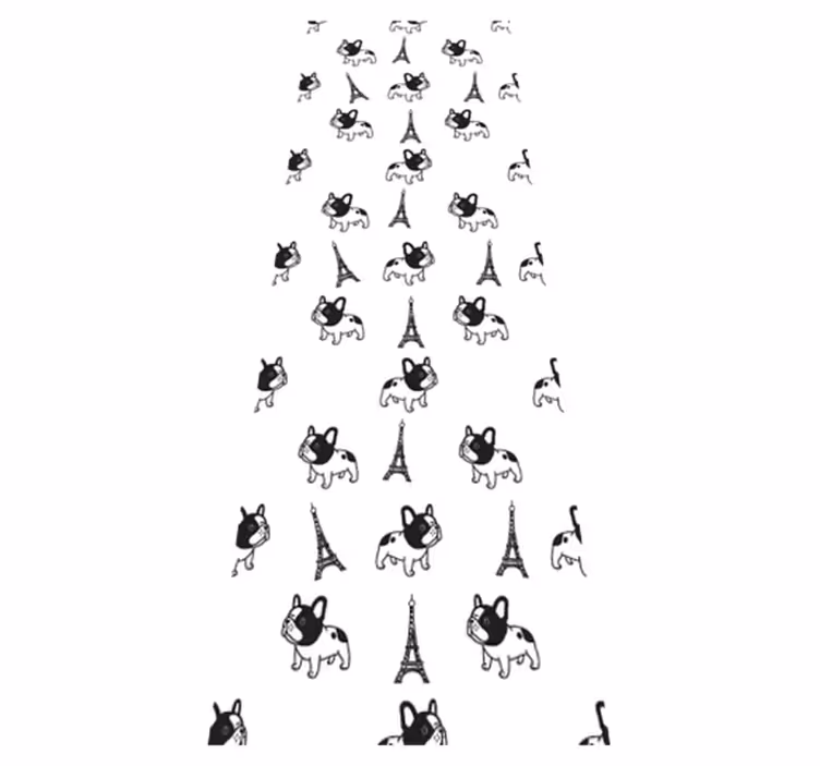 Vinyl tapijt slaapkamer franse bulldog in parijs - TenStickers