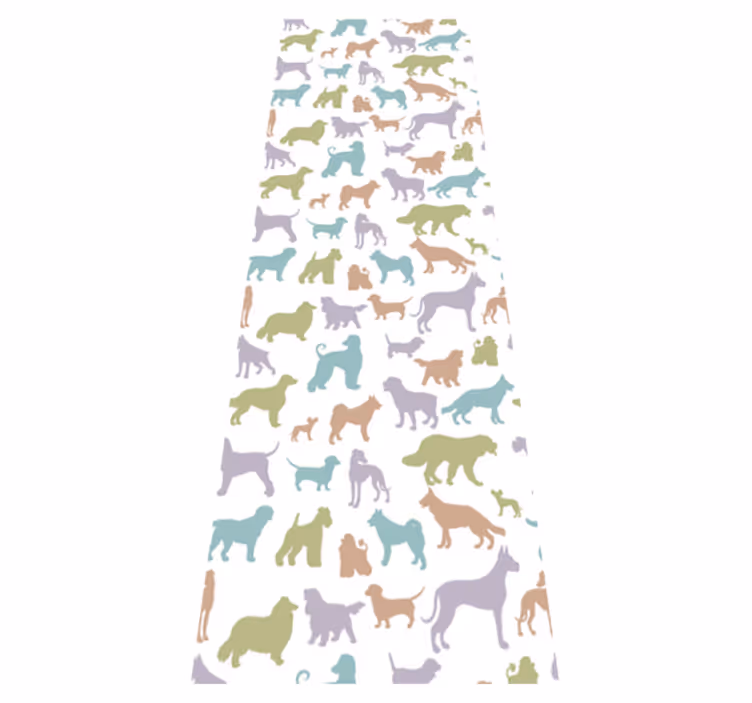 Vinyl tapijt slaapkamer pastelkleuren honden silhouetten - TenStickers