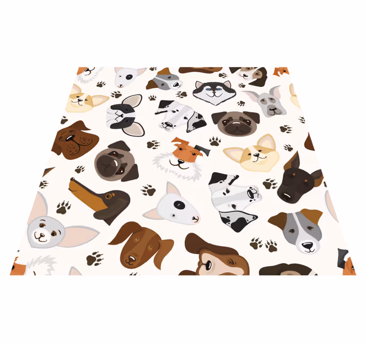Vinyl tapijt slaapkamer schattig mix puppy en hond patroon - TenStickers