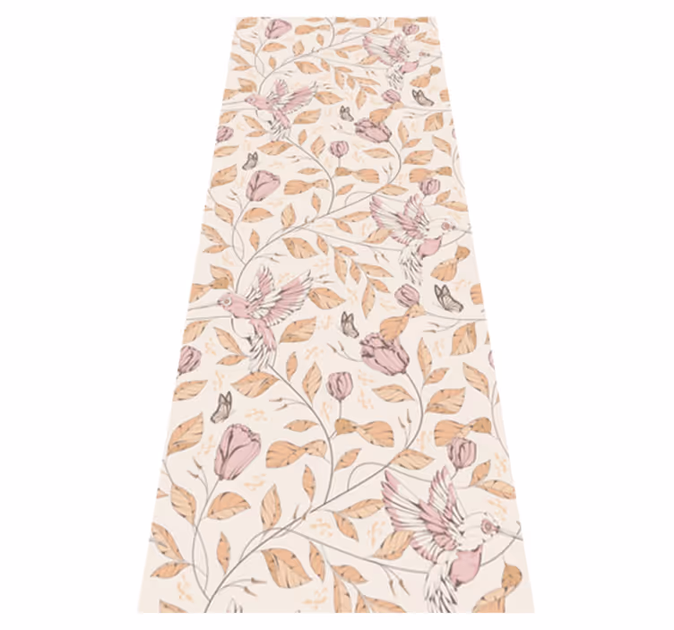 Vinyl tapijt slaapkamer tulpenpatroon beige kleuren - TenStickers