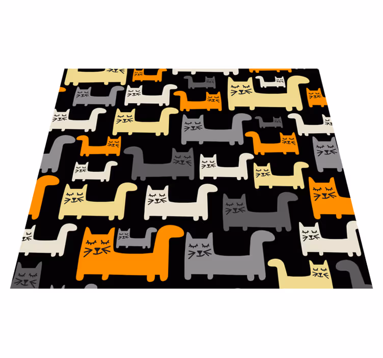 Vinyl tapijt slaapkamer kleurrijke geometrische katten - TenStickers