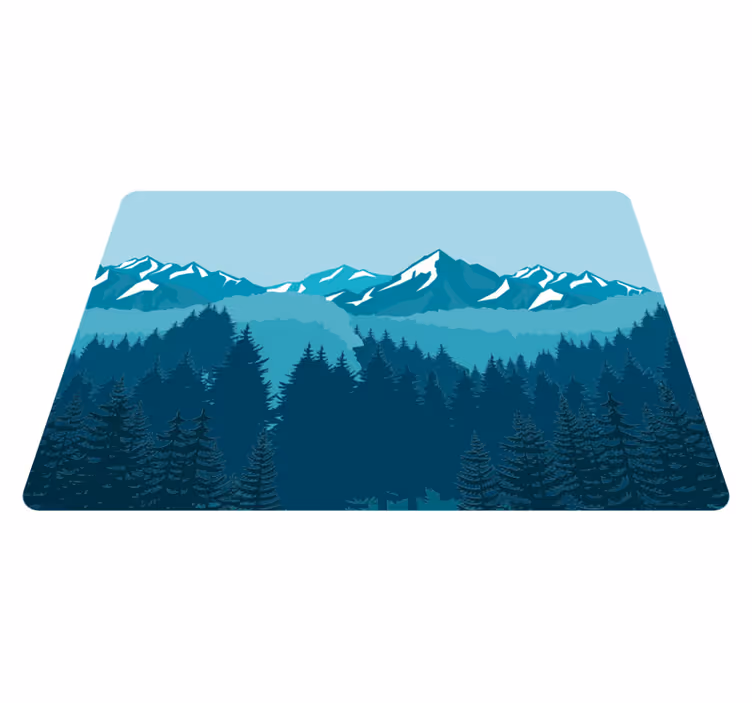 Vinyl tapijt natuur vol blauw/groen landschap - TenStickers