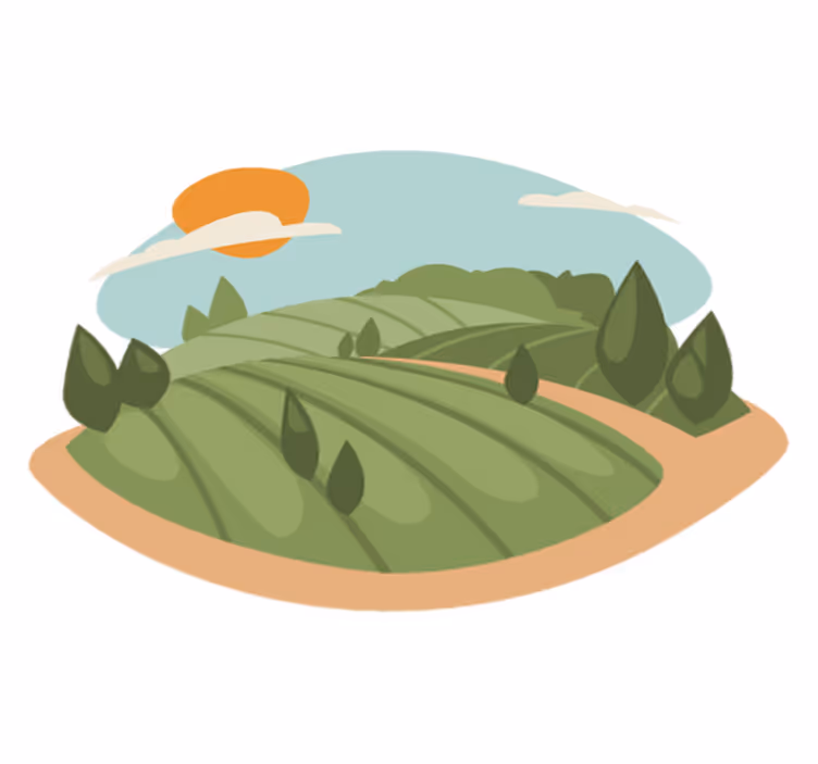 Vinyl tapijt natuur velden illustratie - TenStickers