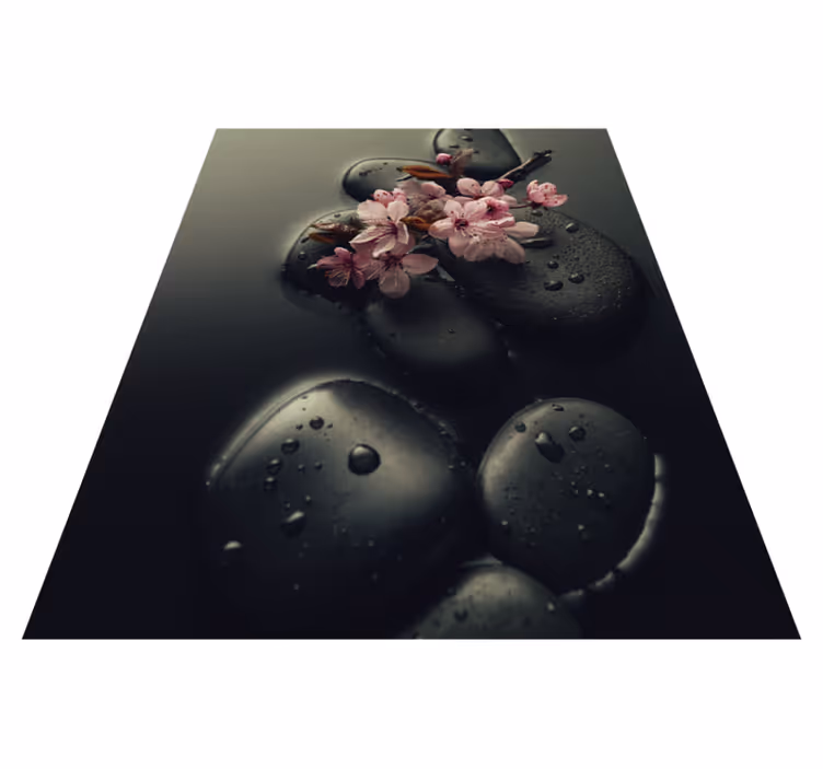Vinyl tapijt natuur zen ambiance met steen voor toilet - TenStickers