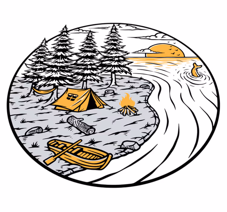 Vinyl tapijt natuur motorhome gele landschap badge - TenStickers