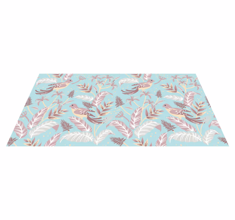 Vinyl tapijt natuur blauw en roze bloemenpatroon - TenStickers