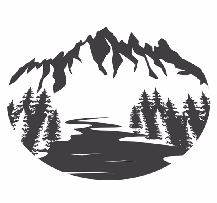 Vinyl tapijt natuur berglandschap silhouet - TenStickers