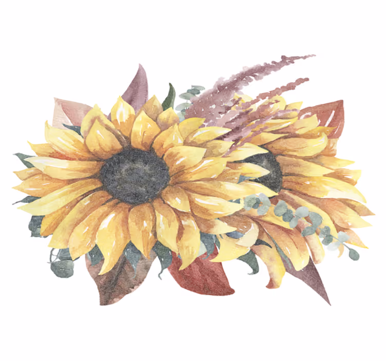 Vinyl tapijt natuur zonnebloem bloemstuk - TenStickers
