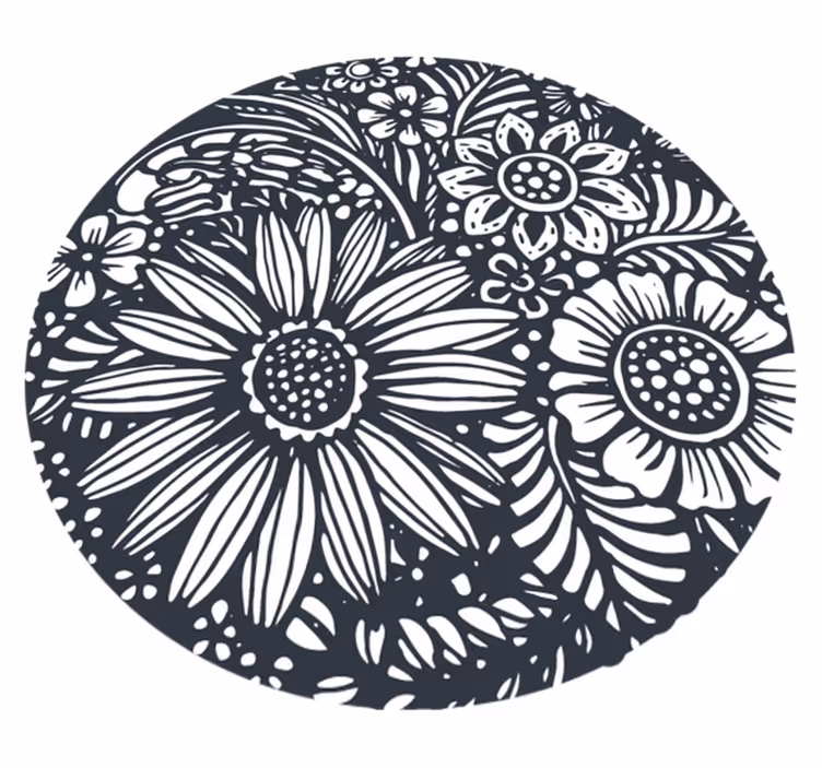 Vinyl tapijt natuur bloemig patroon cirkel - TenStickers