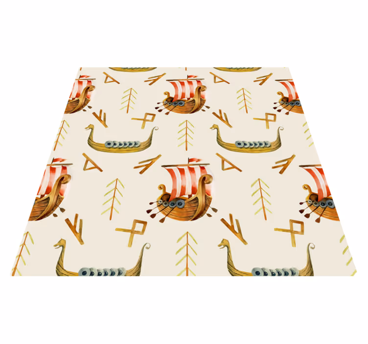 Vinyl tapijt natuur viking schip patroon - TenStickers