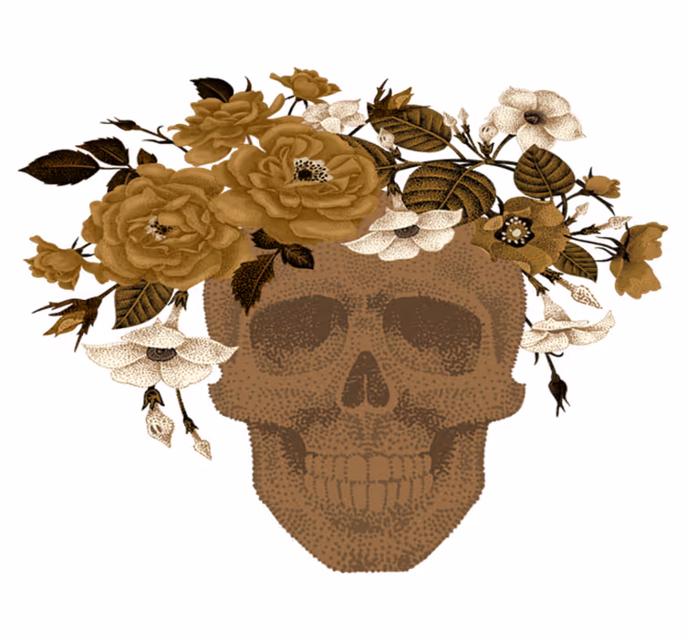 Vinyl tapijt natuur schedel bloemenarrangement - TenStickers