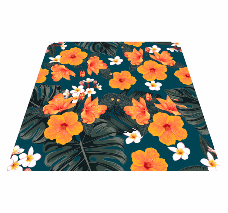Vinyl tapijt natuur exotische bloem compositie - TenStickers