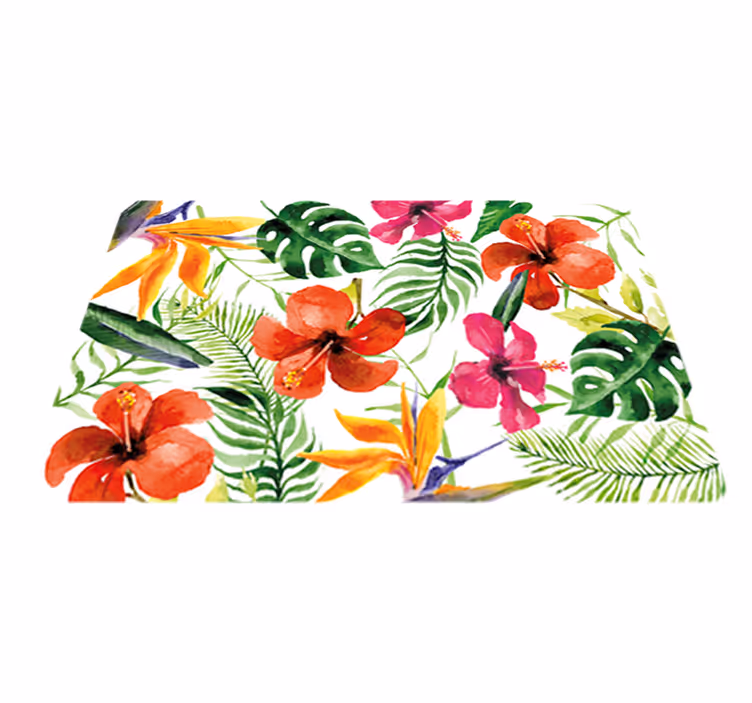 Vinyl tapijt bloemen en planten monstera deliciosa - TenStickers