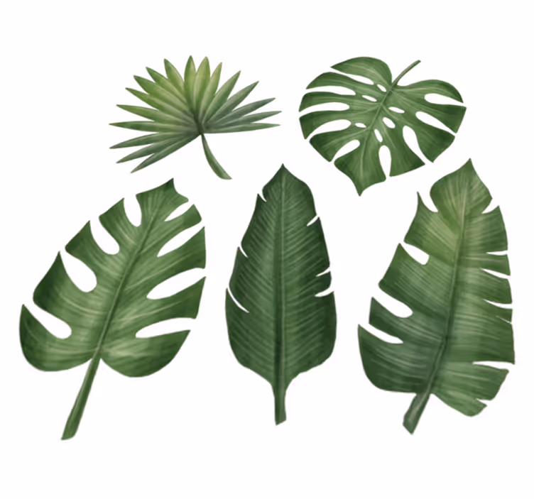 Vinyl tapijt bloemen en planten grote groene bladeren - TenStickers