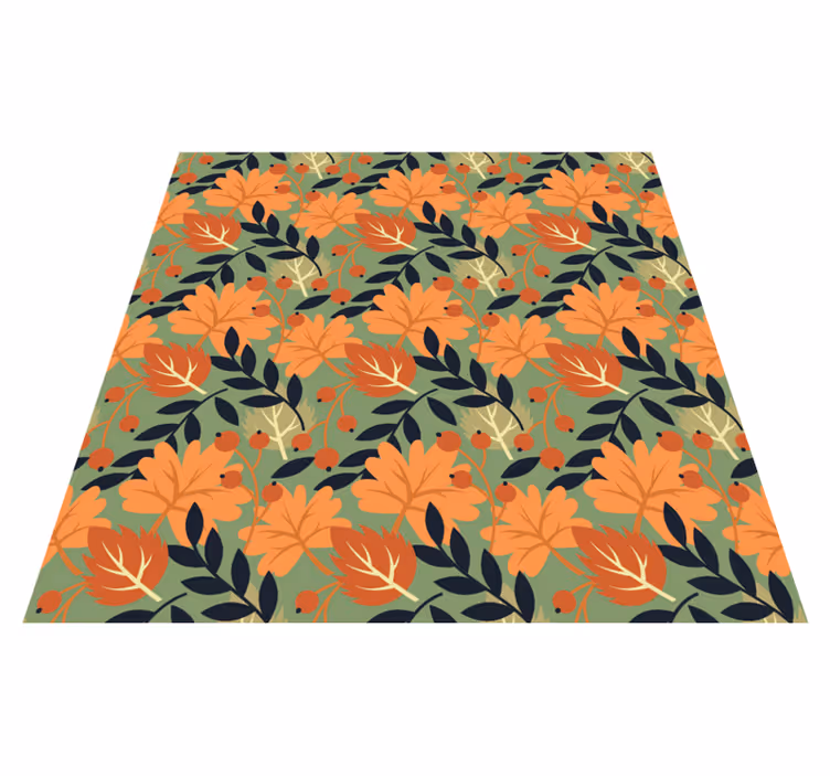 Vinyl tapijt bloemen en planten grote herfstbladeren ontwerp - TenStickers