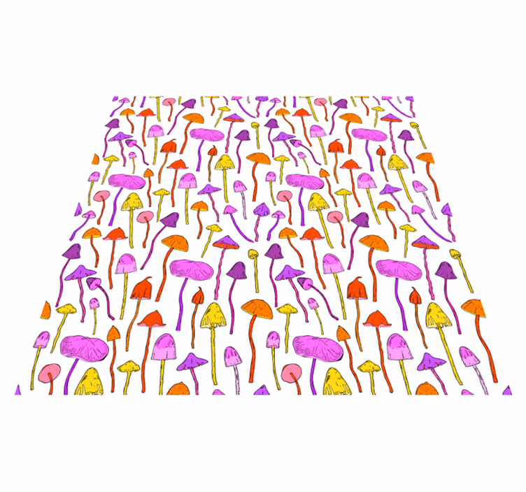 Vinyl tapijt bloemen en planten met paddenstoelenpatroon - TenStickers