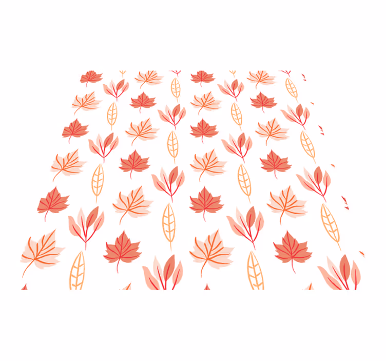 Vinyl tapijt bloemen en planten roze herfstbladeren - TenStickers
