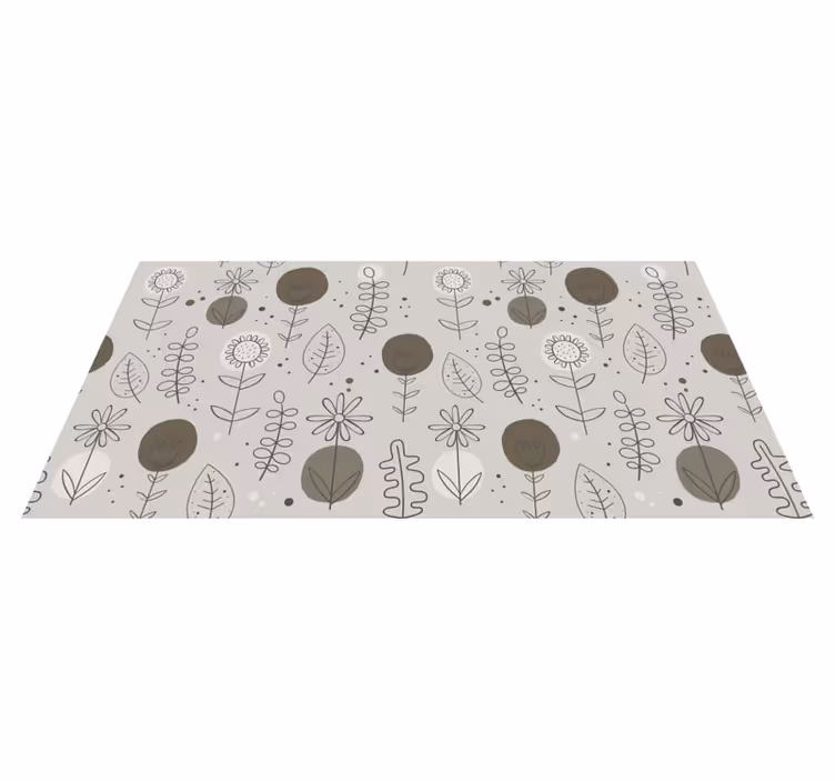 Vinyl tapijt bloemen en planten aardse kleuren patroon - TenStickers