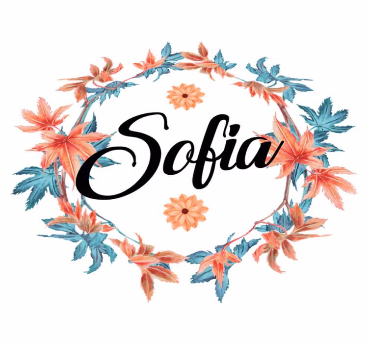 Vinyl tapijt bloemen en planten herfstbloemekroon met naam - TenStickers