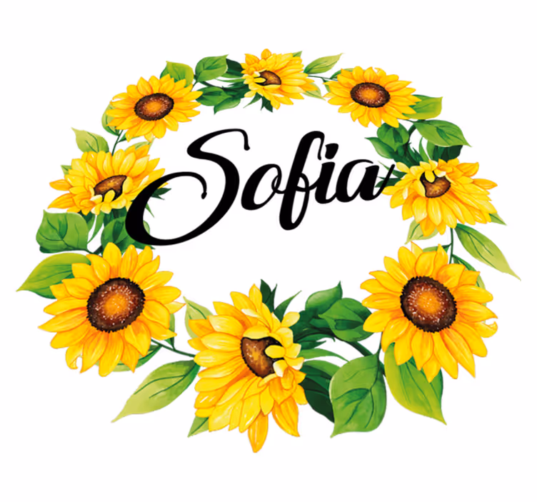 Vinyl tapijt bloemen en planten zomer bloemenkrans met naam - TenStickers