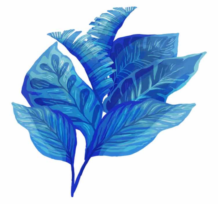 Vinyl tapijt bloemen en planten blauw blad arrangement - TenStickers