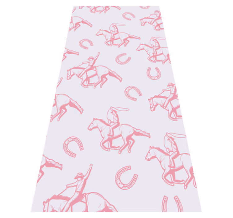 Vinyl tapijt slaapkamer roze cowboypaarden patroon - TenStickers