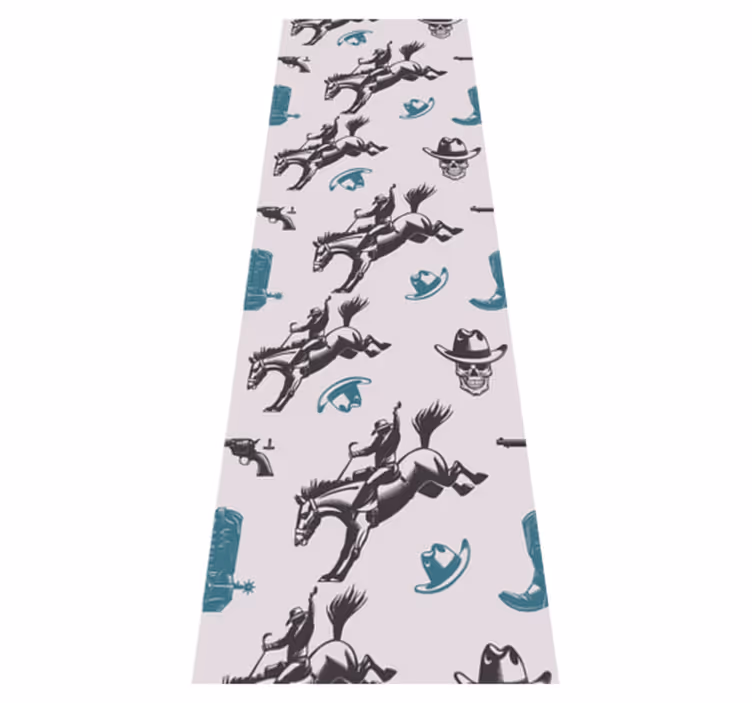 Vinyl tapijt slaapkamer cowboy elementen paard patroon - TenStickers